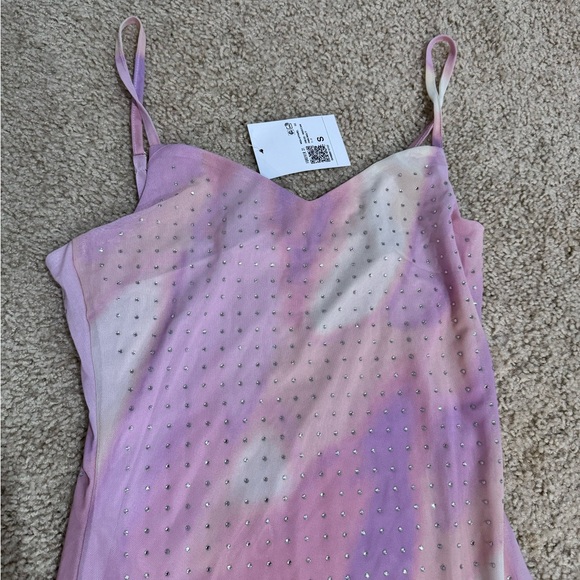 Purple and pink midi mesh dress with gems - Picture 2 of 2